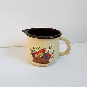 Vintage 1986 FTDA Fruit Basket Made in Taiwan Tea Coffee Mug Cup Enamel
